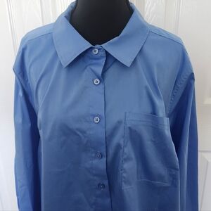 Torrid Size 2 Blue Long Sleeve Button Down Blouse